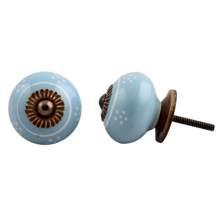 Sky Blue Floral Drawer Knob
